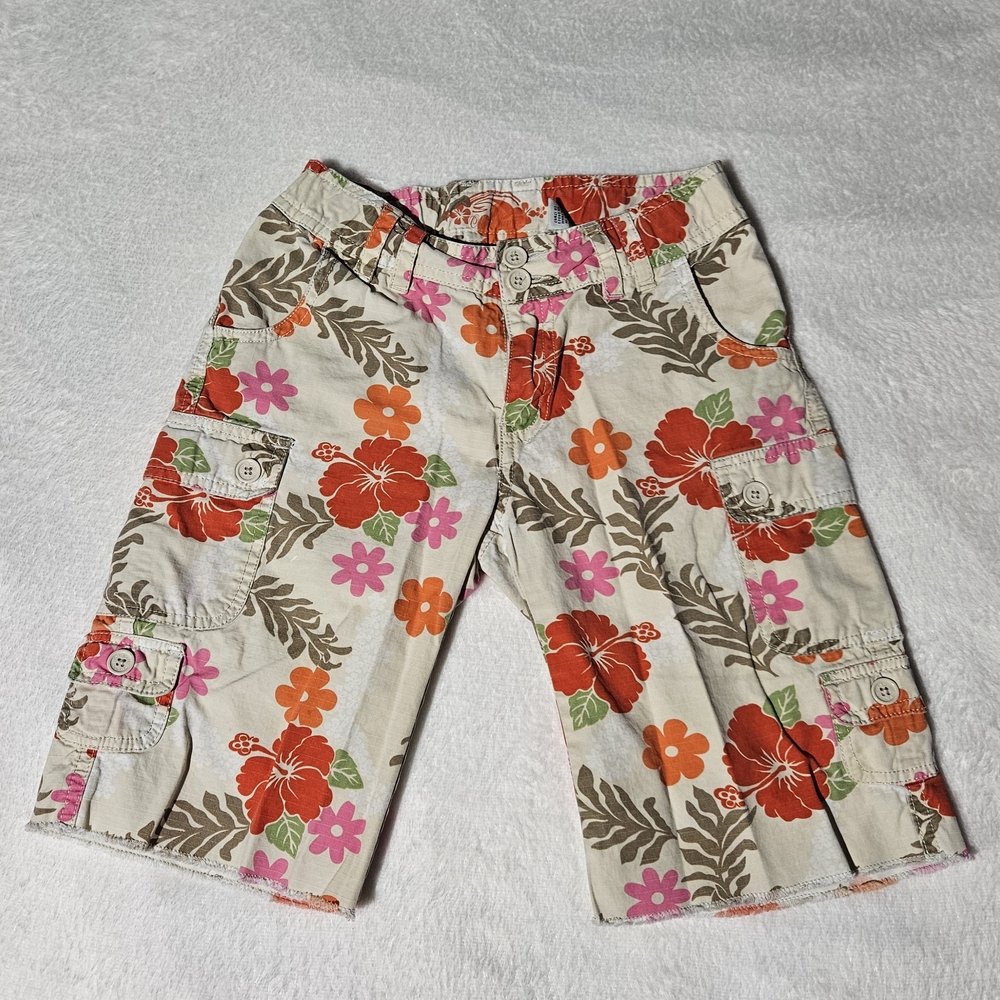 Vintage Old Navy Orange Floral Shorts 12 Slim
